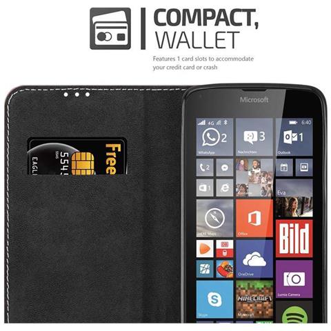 Custodia Compatibile Con Nokia Lumia 640 In Oro Rosato Nero - Coperchio Protettiva Con Chiusura Magnetica, Funzione Stand E Tasca Per Le Carte - Foto 8