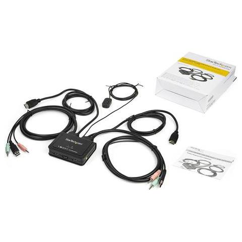 Switch Kvm Hdmi A 2 Porte 4k 60hz - Switch Kvm Compatto A Doppia Porta Uhd/ultra Hd Usb Con Cavi Da 4 P Sv211hdua4k - Foto 2