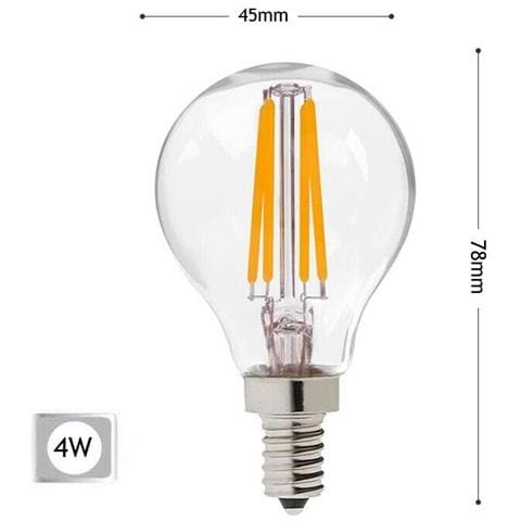 Lampadina led 4 w luce calda a filamento in vetro trasparente E14 4 w G45A-TC - Foto 1