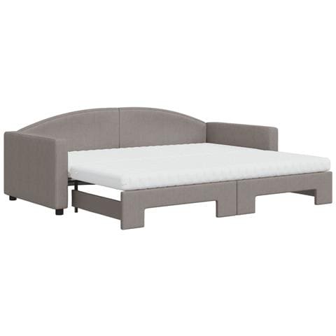 Divano Letto Estraibile Con Materassi Tortora 90x200 Cm Tessuto - Foto 1