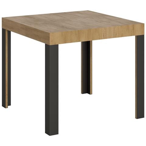 Tavolo Allungabile 90x90/246 Cm Linea Telaio Antracite - Quercia Natura - Foto 6