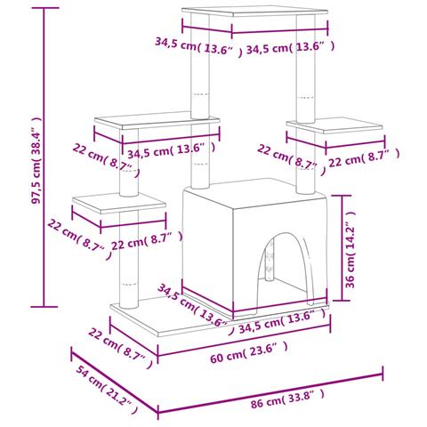 Albero Per Gatti Con Tiragraffi In Sisal Grigio Chiaro 97,5 Cm - Foto 6