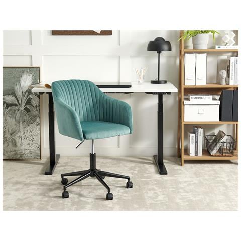 Sedia Da Scrivania Venice Velluto Verde Menta - Foto 1