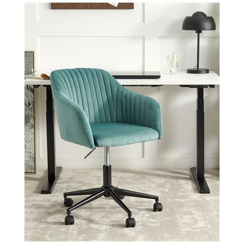 Sedia Da Scrivania Venice Velluto Verde Menta - Foto 8