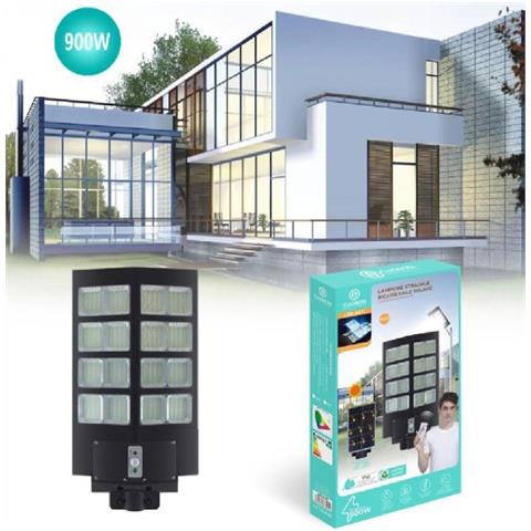 Trade Shop - Faro Led Lampione Stradale 900w Pannello Solare Sensore Crepuscolare Ip67 Led-8471 - Foto 1
