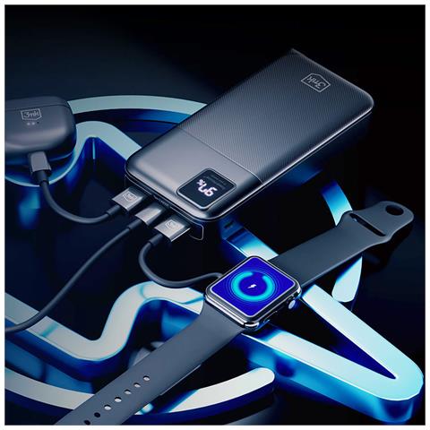 Powerbank 20000mah 2x Usb E 1x Usb-c Indicatore A Led, Nero - Foto 2