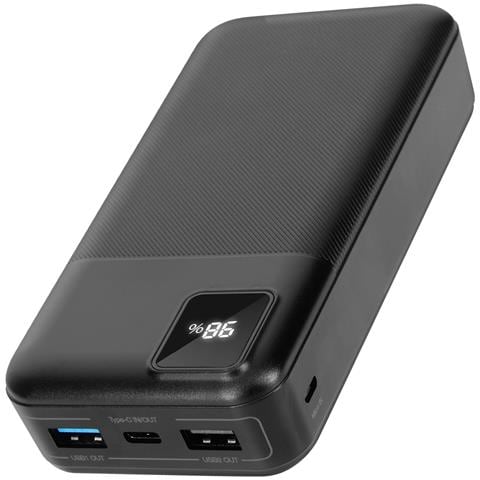 Powerbank 20000mah 2x Usb E 1x Usb-c Indicatore A Led, Nero - Foto 1