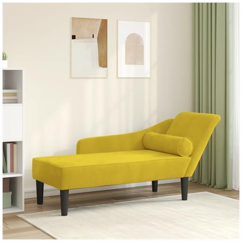 Chaise Longue con Cuscini Giallo in Velluto - Foto 1