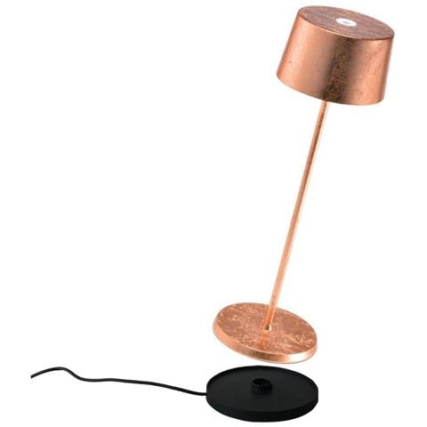 Lampada A Led Da Tavolo Olivia Pro Foglia Rame Ricaricabile E Dimmerabile - Foto 1
