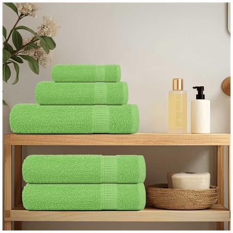 Asciugamani 4 Pz Verde Mela 50x100 Cm 360 G /m 100% Cotone - Foto 3