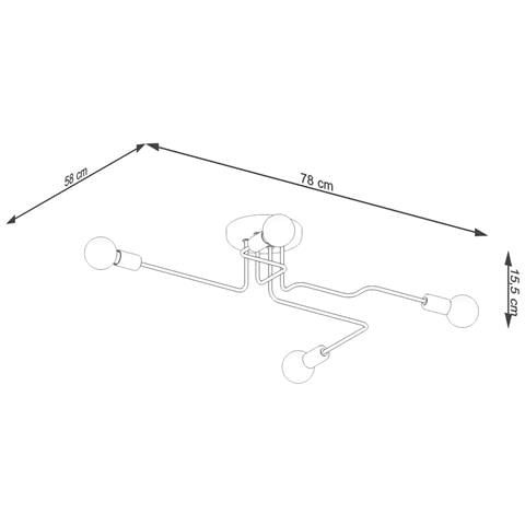 Lampadario Vector 4 Nero Sl. 1446 - Industriale Lampade Da Soffitto Nero 15.5x78x58 Cm - Foto 2