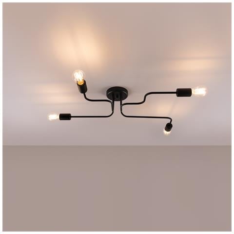 Lampadario Vector 4 Nero Sl. 1446 - Industriale Lampade Da Soffitto Nero 15.5x78x58 Cm - Foto 8