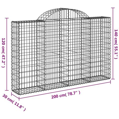 Cesti Gabbioni ad Arco 40 pz 200x30x120/140 cm Ferro Zincato - Foto 6
