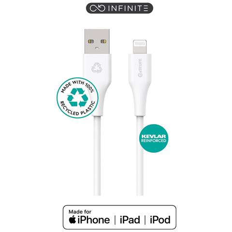 Es601170 Cavo Lightning 1 M Bianco (infinite Usb-a To Lightning - Cable Mfi 1m White. Recycled - Plastic. Super S - Foto 1