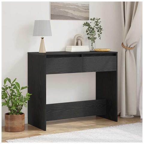 Tavolino Consolle Rovere Nero 89x41x76,5cm Legno Multistrato - Foto 1