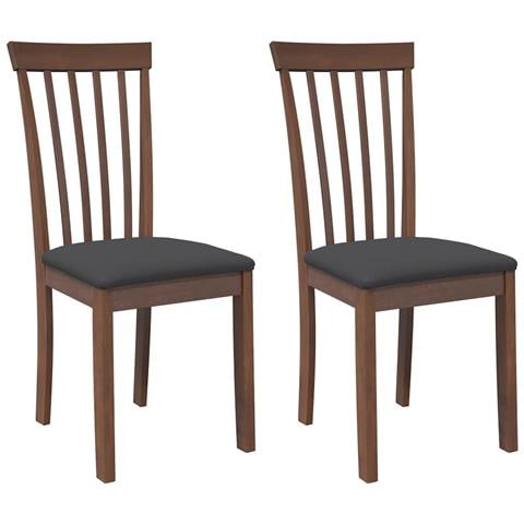 Sedie da Pranzo con Cuscini 2pz Marrone Legno Massello di Hevea - Foto 1
