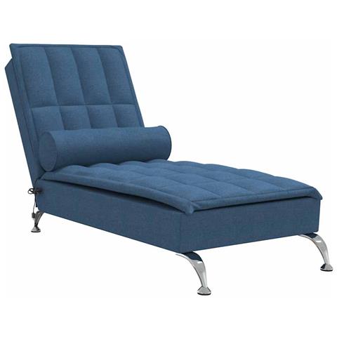 Chaise Longue Massaggi Cuscino A Rullo Blu In Tessuto - Foto 2