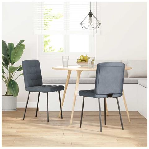 Sedie Da Pranzo 2 Pz Grigio Scuro In Velluto - Foto 2