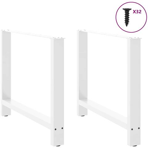 Gambe Per Tavolino Bianco 2 Pz 100x(72-73) Cm Acciaio - Foto 3