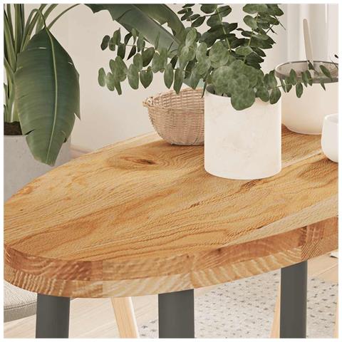 Piano Tavolo Marrone Chiaro 80x40x4 Cm In Rovere Massello Ovale - Foto 1