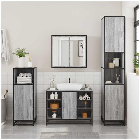 Mobile Lavabo Bagno Grigio Sonoma 60x30x60 Cm Legno Multistrato - Foto 3