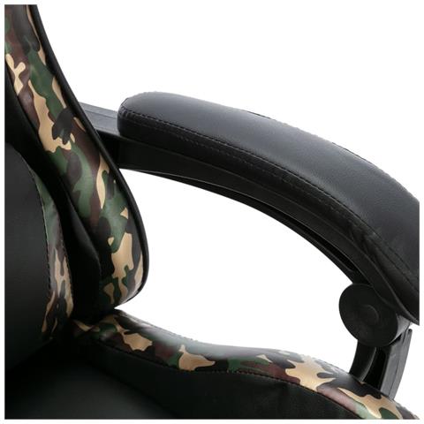 Sedia Da Gaming Nera E Mimetica In Similpelle - Foto 8