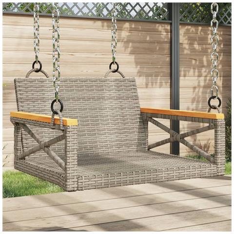 Panchina A Dondolo Grigia 63x62x40 Cm In Polyrattan - Foto 8