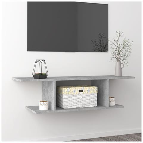 Mobile Porta Tv A Parete Grigio Cemento 103x30x26,5 Cm - Foto 6