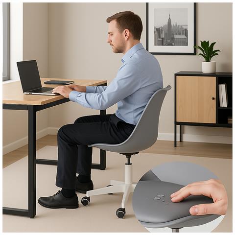 Sedia Da Ufficio Full Grigio Poltrona Da Studio E Casa Ergonomica Con Ruote - Foto 2