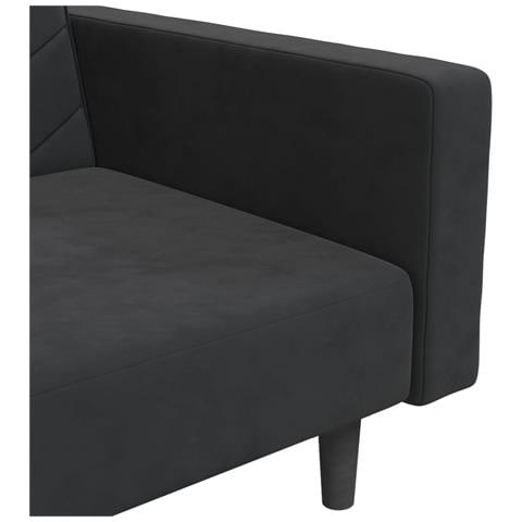 Divano Letto a 2 Posti con 2 Cuscini Nero in Velluto - Foto 9