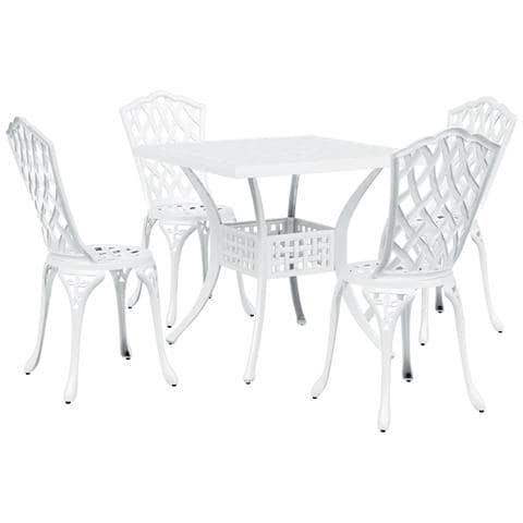 Set da Pranzo da Giardino 5 Pezzi  in Alluminio Bianco - Foto 1