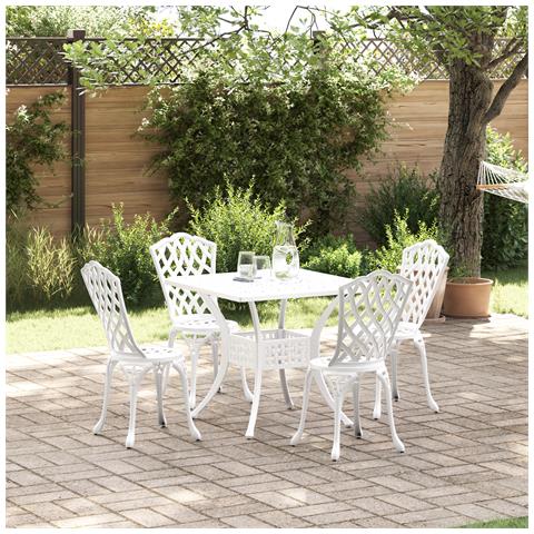 Set da Pranzo da Giardino 5 Pezzi  in Alluminio Bianco - Foto 2