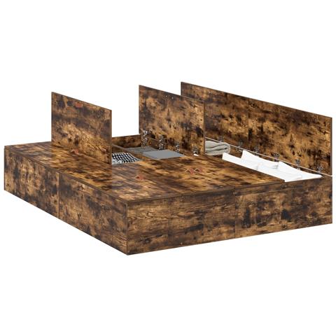 Struttura letto con contenitore in rovere affumicato 150x200 cm - Foto 1