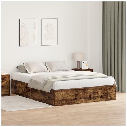 Struttura letto con contenitore in rovere affumicato 150x200 cm - Foto 2
