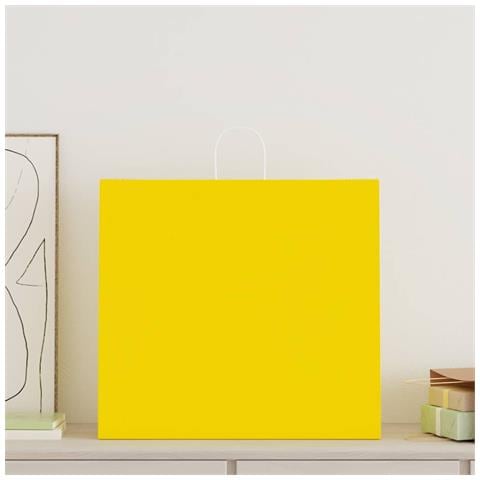 Sacchetti di Carta 250 pz con Manici Gialli 54x15x49 cm - Foto 2