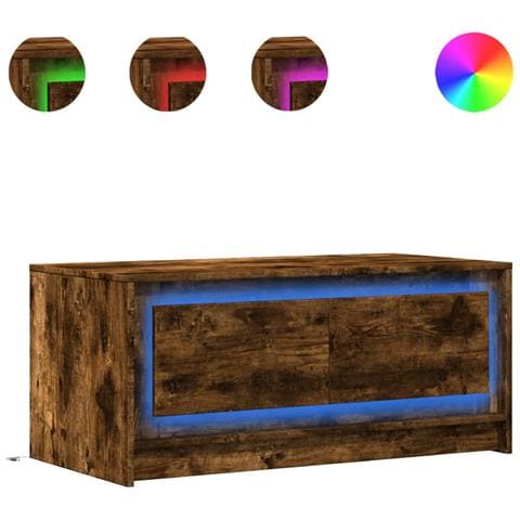 Tavolino da Salotto con Luci LED Rovere Fumo in Truciolato - Foto 1