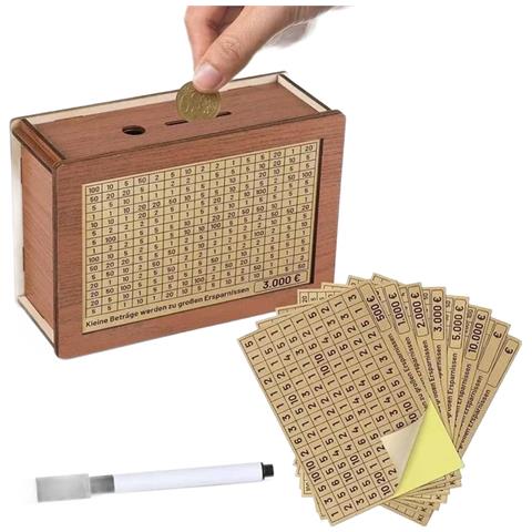 Salvadanaio In Legno Con Obiettivo Di Risparmio 20 X 14.5 X 7.5 Cm - Foto 1