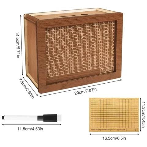 Salvadanaio In Legno Con Obiettivo Di Risparmio 20 X 14.5 X 7.5 Cm - Foto 2