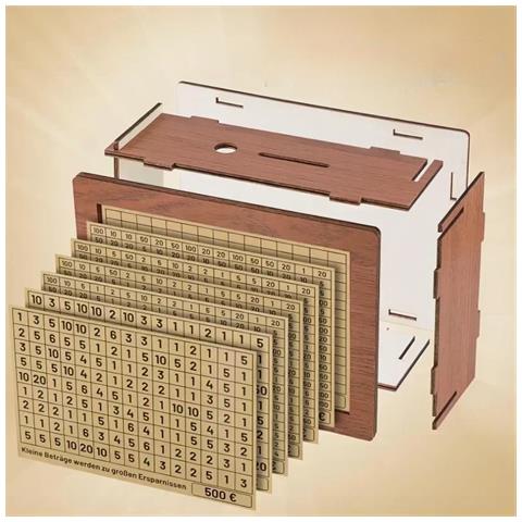 Salvadanaio In Legno Con Obiettivo Di Risparmio 20 X 14.5 X 7.5 Cm - Foto 3
