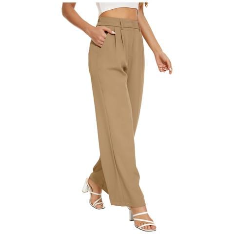 Pantaloni Da Donna A Vita Alta Gamba Larga Marrone Xs - Foto 2