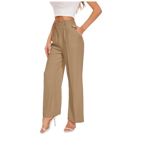 Pantaloni Da Donna A Vita Alta Gamba Larga Marrone Xs - Foto 1