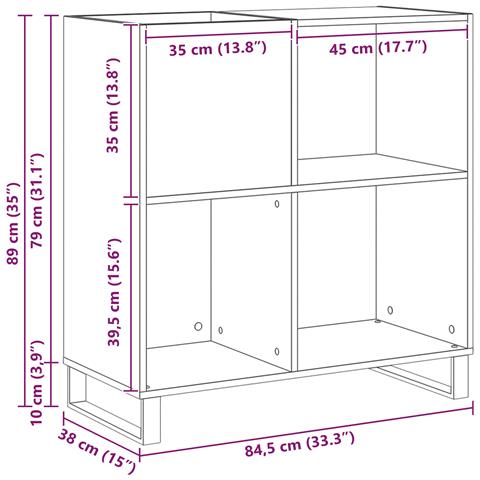 Armadio per dischi  Rovere Artigianale 84,5x38x89 cm Legno ingegnerizzato - Foto 7