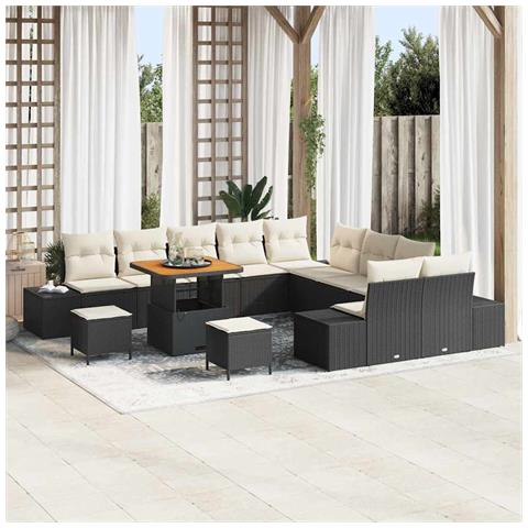 Set Divano da Giardino con cuscino 13 pcs Nero Poly Rattan - Foto 2