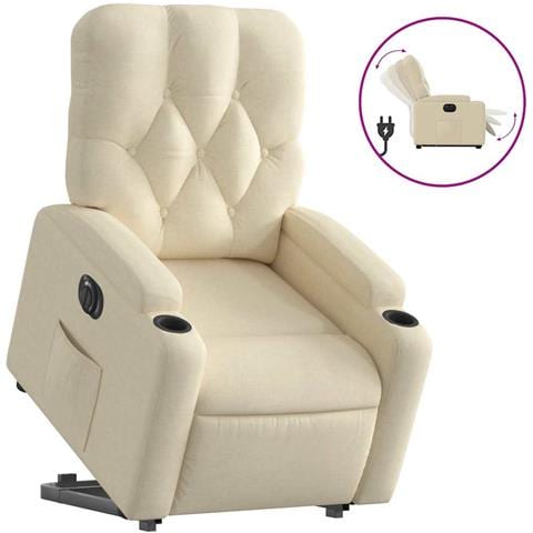 Poltrona Alzapersona Reclinabile Elettrica Crema in Tessuto - Foto 1