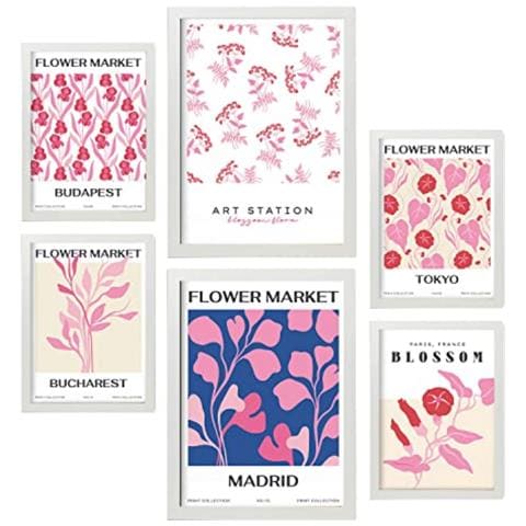 Set Di 6 Stampe Fiori, Fiori Selvatici, Natura E Stampe Botaniche Per L'interior Design A3 & A4 Cornice Bianca - Foto 1