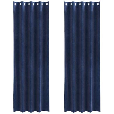 Tende con tende 2 pcs Blu scuro 140 x 245 cm Velluto - Foto 1