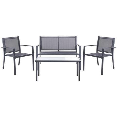 Set Da Giardino Con Tavolo 4 Posti Tavoleto Metallo Grigio Scuro - Foto 2