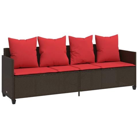Lettino Prendisole con Cuscini Marrone in Polyrattan - Foto 1