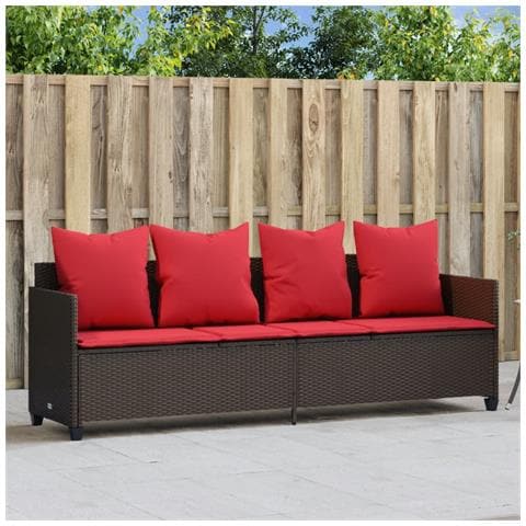 Lettino Prendisole con Cuscini Marrone in Polyrattan - Foto 2