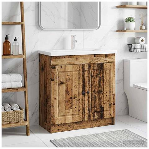 Mobiletto da bagno sotto il lavello Legno antico - Foto 2